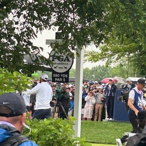 Scottie Scheffler at the 10 tee at Valhalla in Louisville